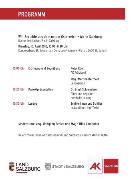 Programm St. Johann Wir in Salzburg Salzburg und St. Johann 07032018
